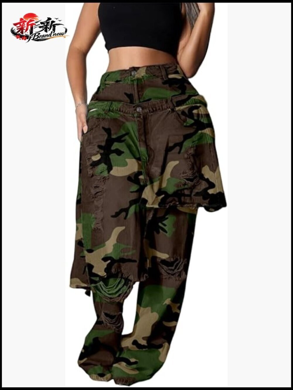 Ripped Patchwork Straight Wide Leg Double Waist Baggy Y2k Denim Jeans